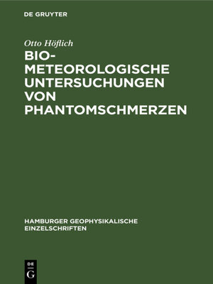 cover image of Biometeorologische Untersuchungen von Phantomschmerzen
